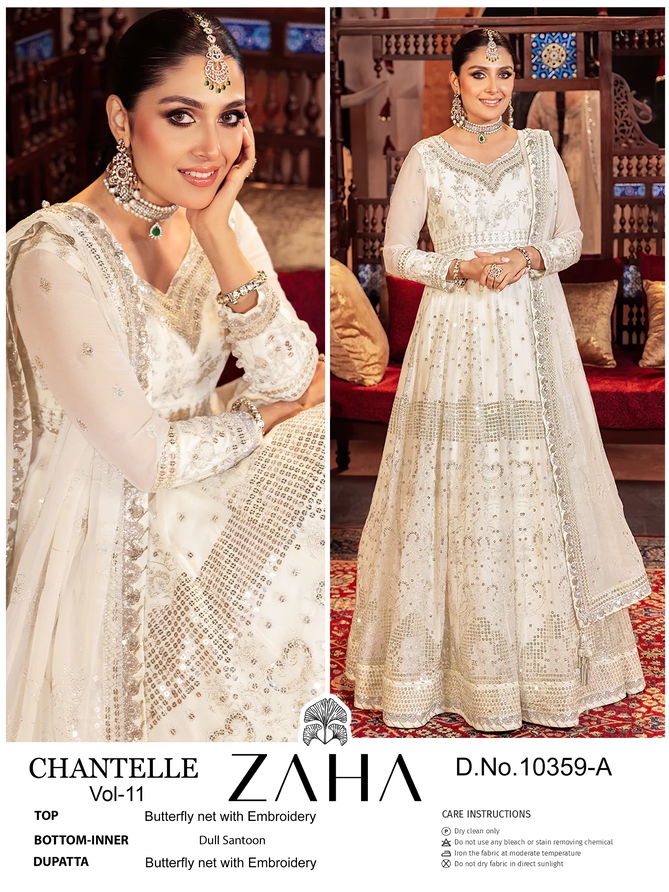 Chantelle Vol 11 By Zaha Butterfly Net Embroidery Pakistani Suits Wholesalers In Delhi
